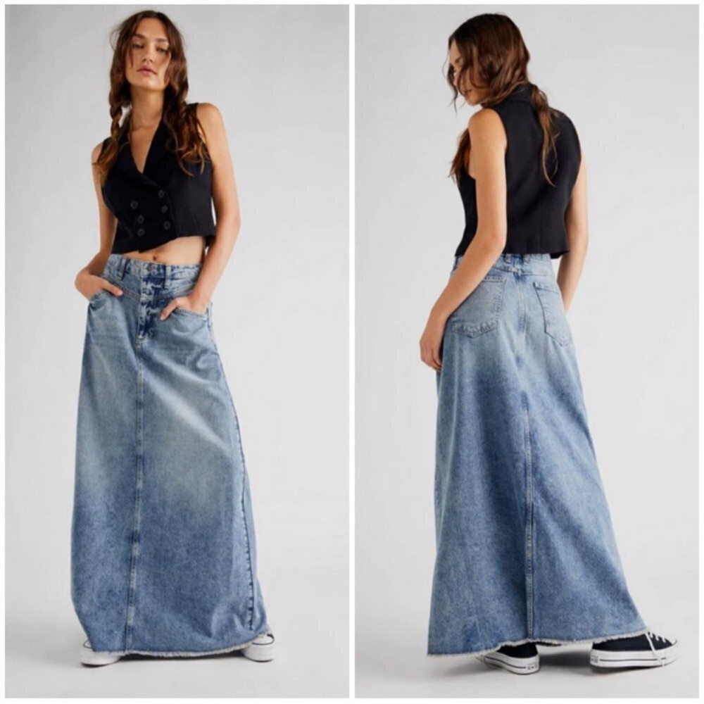 Free People We The Free Come As You Are Denim Maxi Skirt